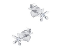 Beautiful Flower Crystal Silver Stud Earring STS-6436